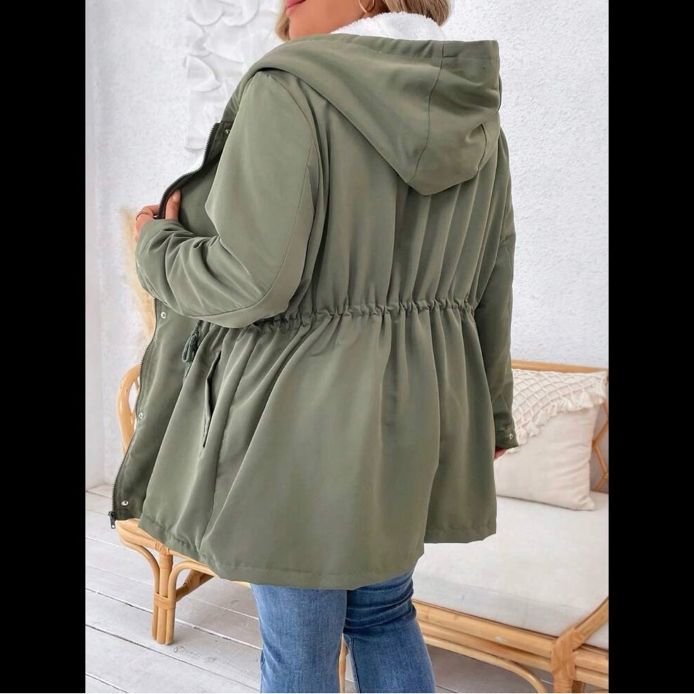 Shein Curve Drawstring Waist Lined Coat - image 2